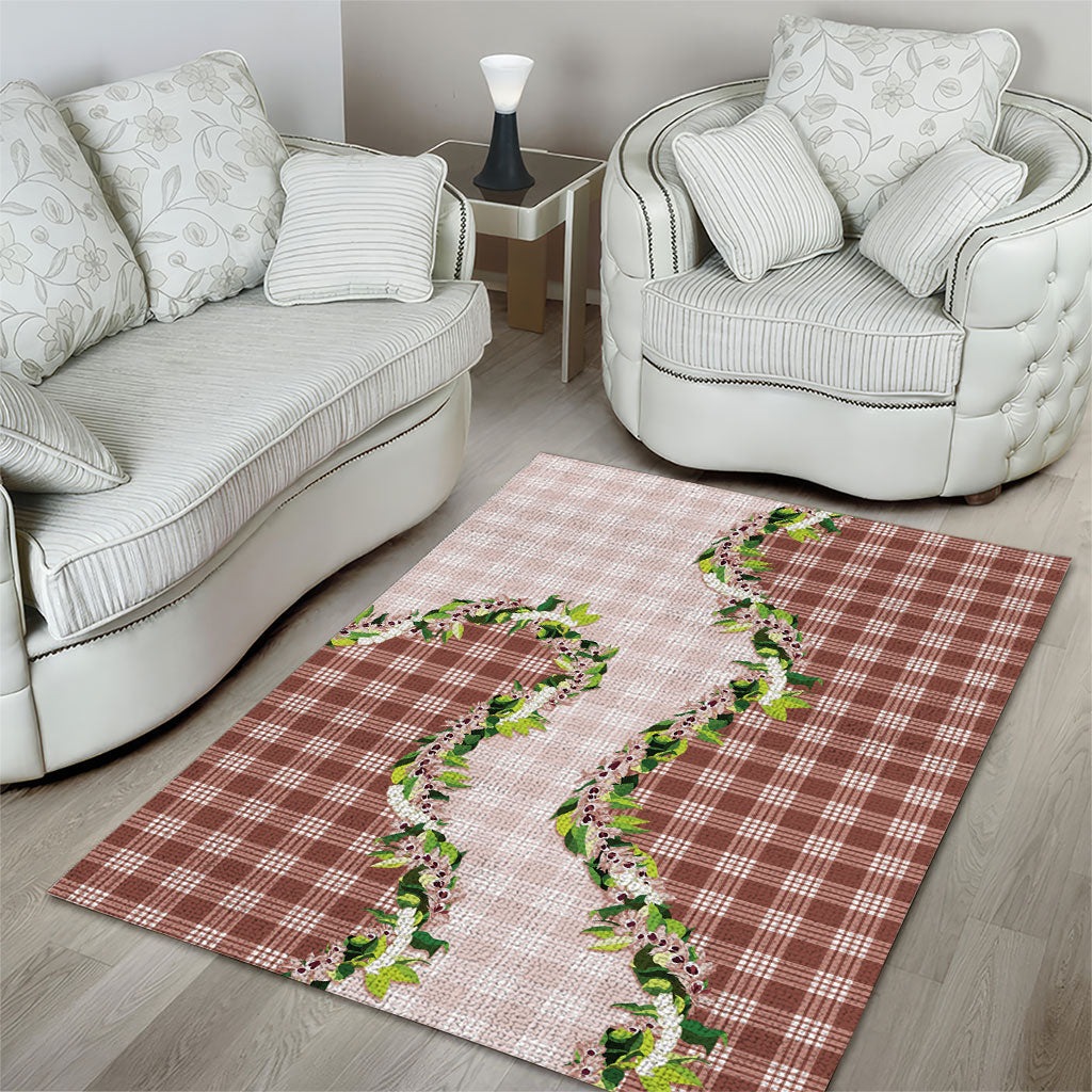 Mocha Hawaii Palaka Area Rug Maile Pikake Honohono Orchid Lei LT05 - Polynesian Pride