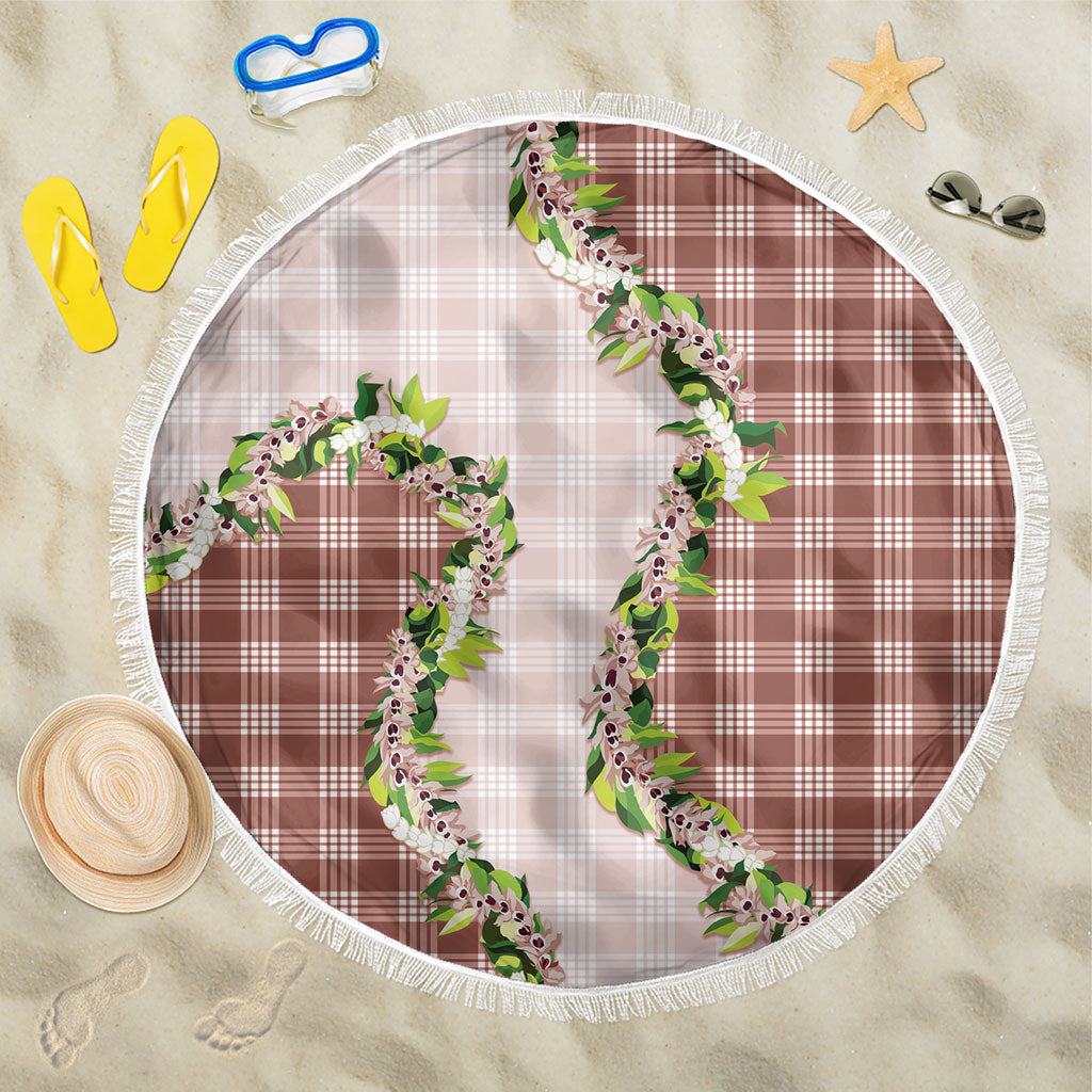 Mocha Hawaii Palaka Beach Blanket Maile Pikake Honohono Orchid Lei LT05 One Size 150cm Mocha - Polynesian Pride