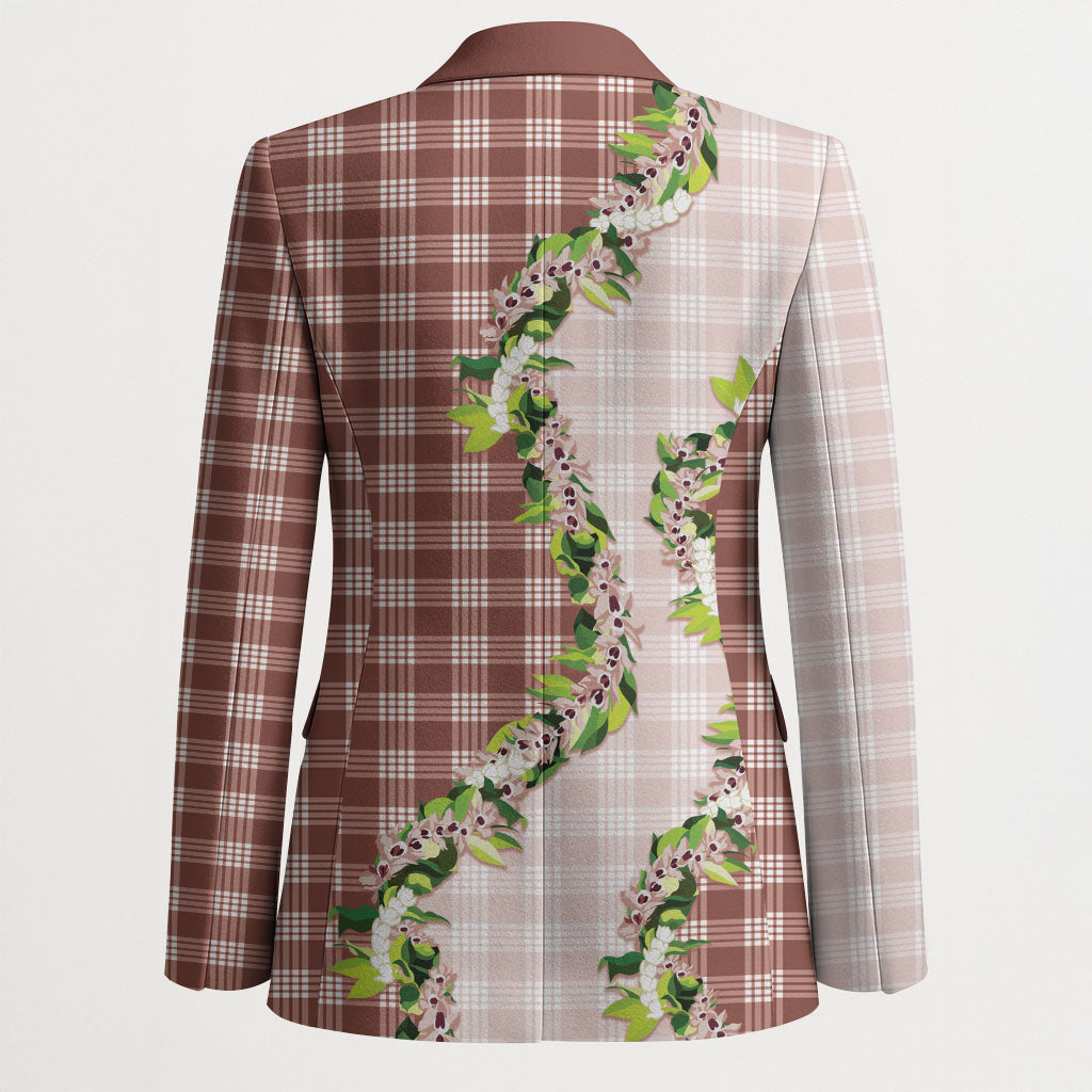 Mocha Hawaii Palaka Blazer Maile Pikake Honohono Orchid Lei LT05 - Polynesian Pride