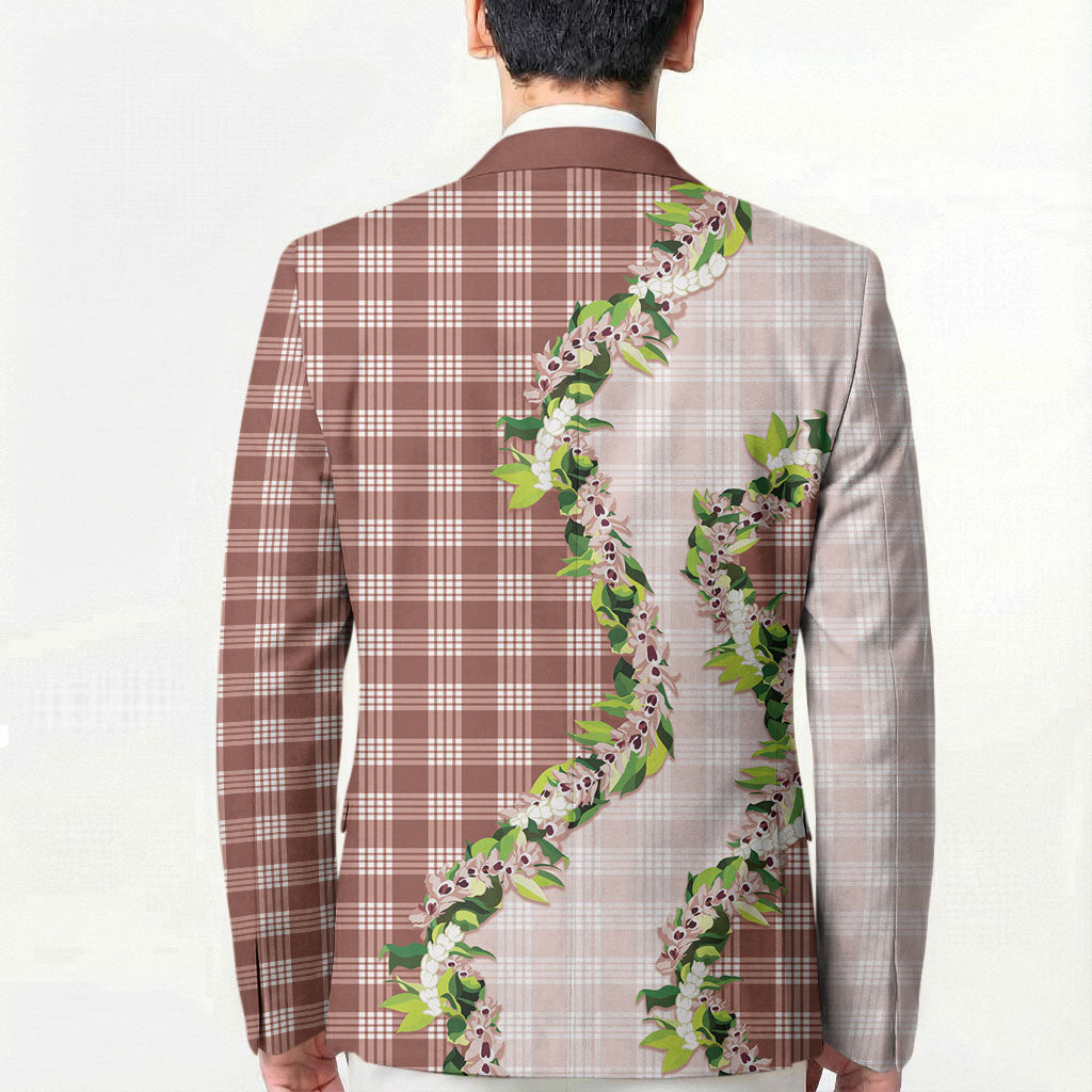Mocha Hawaii Palaka Blazer Maile Pikake Honohono Orchid Lei LT05 - Polynesian Pride