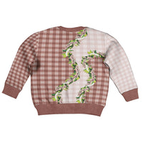 Mocha Hawaii Palaka Kid Ugly Christmas Sweater Maile Pikake Honohono Orchid Lei LT05 - Polynesian Pride