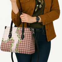 Mocha Hawaii Palaka Leather Bag Maile Pikake Honohono Orchid Lei LT05 - Polynesian Pride