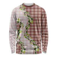 Mocha Hawaii Palaka Long Sleeve Shirt Maile Pikake Honohono Orchid Lei LT05 Unisex Mocha - Polynesian Pride
