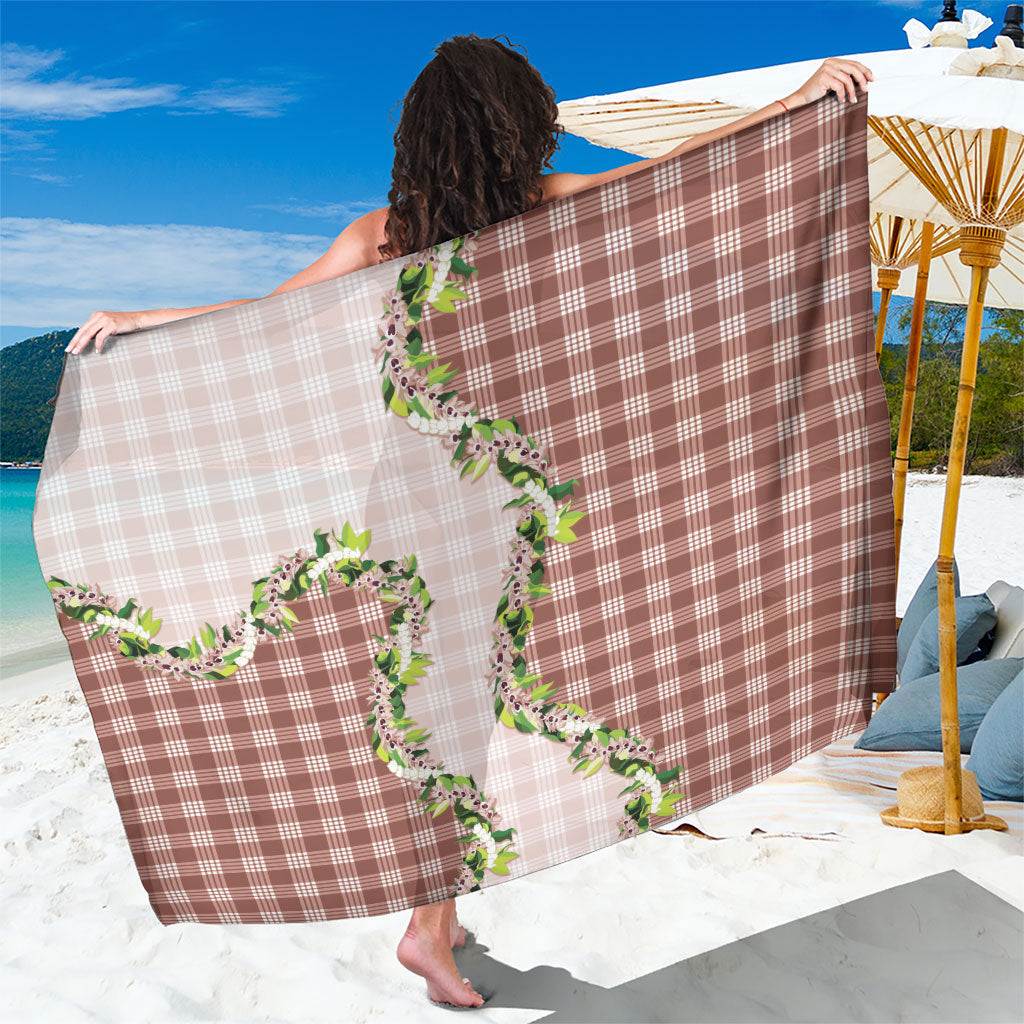Mocha Hawaii Palaka Sarong Maile Pikake Honohono Orchid Lei LT05 One Size 44 x 66 inches Mocha - Polynesian Pride