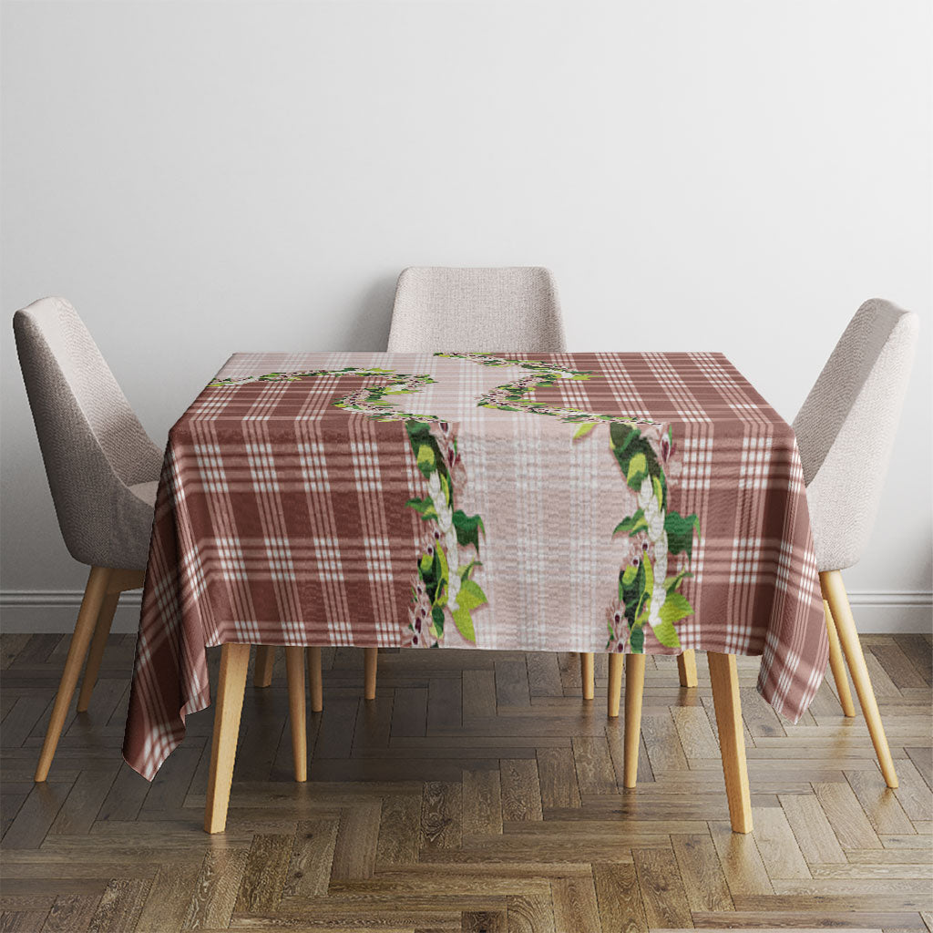 Mocha Hawaii Palaka Tablecloth Maile Pikake Honohono Orchid Lei LT05 - Polynesian Pride