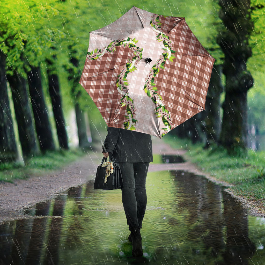 Mocha Hawaii Palaka Umbrella Maile Pikake Honohono Orchid Lei LT05 - Polynesian Pride