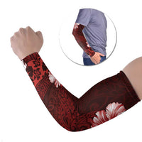 Hawaii Hibiscus With Oxblood Polynesian Pattern Arm Sleeves LT05 Set of 2 Red - Polynesian Pride