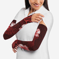Hawaii Hibiscus With Oxblood Polynesian Pattern Arm Sleeves LT05 - Polynesian Pride