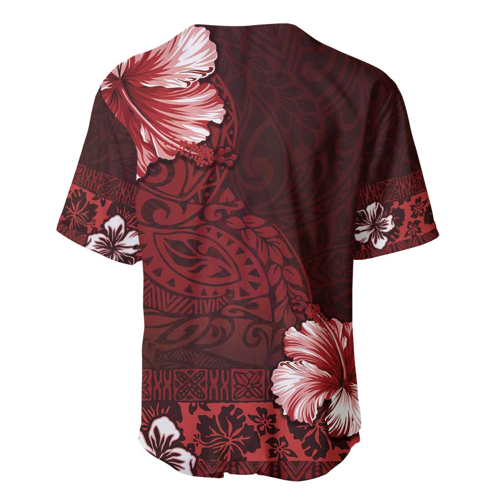 Hawaii Hibiscus With Oxblood Polynesian Pattern Baseball Jersey LT05 - Polynesian Pride