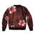 Hawaii Hibiscus With Oxblood Polynesian Pattern Bomber Jacket