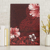 Hawaii Hibiscus With Oxblood Polynesian Pattern Canvas Wall Art LT05 Without Frame Red - Polynesian Pride