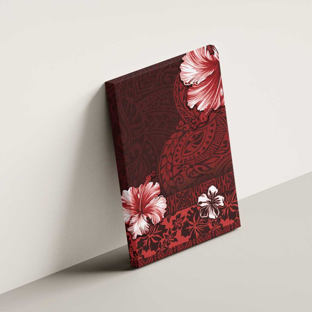 Hawaii Hibiscus With Oxblood Polynesian Pattern Canvas Wall Art LT05 - Polynesian Pride