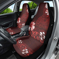 Hawaii Hibiscus With Oxblood Polynesian Pattern Car Seat Cover LT05 - Polynesian Pride