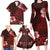 Hawaii Hibiscus With Oxblood Polynesian Pattern Family Matching Long Sleeve Bodycon Dress and Hawaiian Shirt