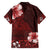 Hawaii Hibiscus With Oxblood Polynesian Pattern Family Matching Long Sleeve Bodycon Dress and Hawaiian Shirt