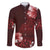 Hawaii Hibiscus With Oxblood Polynesian Pattern Family Matching Long Sleeve Bodycon Dress and Hawaiian Shirt