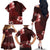 Hawaii Hibiscus With Oxblood Polynesian Pattern Family Matching Off The Shoulder Long Sleeve Dress and Hawaiian Shirt