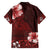 Hawaii Hibiscus With Oxblood Polynesian Pattern Family Matching Off The Shoulder Long Sleeve Dress and Hawaiian Shirt