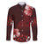 Hawaii Hibiscus With Oxblood Polynesian Pattern Family Matching Off The Shoulder Long Sleeve Dress and Hawaiian Shirt