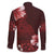 Hawaii Hibiscus With Oxblood Polynesian Pattern Family Matching Off The Shoulder Long Sleeve Dress and Hawaiian Shirt