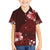 Hawaii Hibiscus With Oxblood Polynesian Pattern Family Matching Off The Shoulder Long Sleeve Dress and Hawaiian Shirt