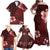 Hawaii Hibiscus With Oxblood Polynesian Pattern Family Matching Off Shoulder Maxi Dress and Hawaiian Shirt