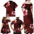 Hawaii Hibiscus With Oxblood Polynesian Pattern Family Matching Off Shoulder Maxi Dress and Hawaiian Shirt