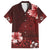 Hawaii Hibiscus With Oxblood Polynesian Pattern Family Matching Off Shoulder Maxi Dress and Hawaiian Shirt