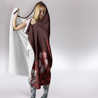 Hawaii Hibiscus With Oxblood Polynesian Pattern Hooded Blanket LT05 - Polynesian Pride