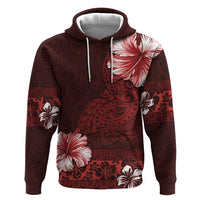 Hawaii Hibiscus With Oxblood Polynesian Pattern Hoodie LT05 Pullover Hoodie Red - Polynesian Pride