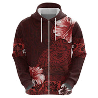Hawaii Hibiscus With Oxblood Polynesian Pattern Hoodie LT05 - Polynesian Pride