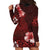 Hawaii Hibiscus With Oxblood Polynesian Pattern Hoodie Dress