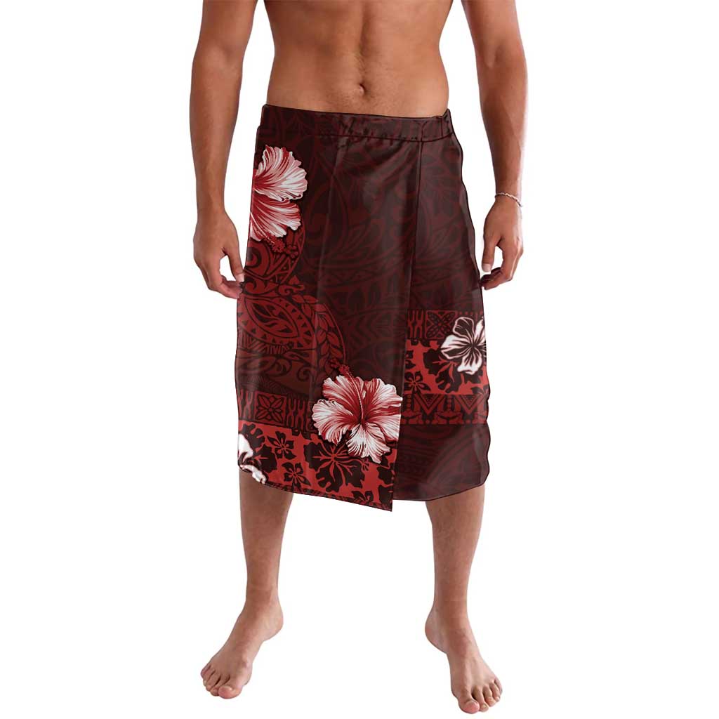 Hawaii Hibiscus With Oxblood Polynesian Pattern Lavalava