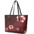 Hawaii Hibiscus With Oxblood Polynesian Pattern Leather Tote Bag