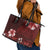 Hawaii Hibiscus With Oxblood Polynesian Pattern Leather Tote Bag