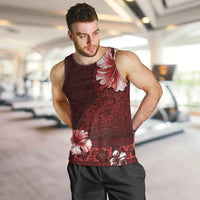 Hawaii Hibiscus With Oxblood Polynesian Pattern Men Tank Top LT05 Red - Polynesian Pride