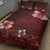 Hawaii Hibiscus With Oxblood Polynesian Pattern Quilt Bed Set