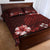 Hawaii Hibiscus With Oxblood Polynesian Pattern Quilt Bed Set