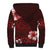 Hawaii Hibiscus With Oxblood Polynesian Pattern Sherpa Hoodie