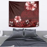 Hawaii Hibiscus With Oxblood Polynesian Pattern Tapestry LT05 - Polynesian Pride