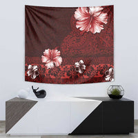 Hawaii Hibiscus With Oxblood Polynesian Pattern Tapestry LT05 - Polynesian Pride