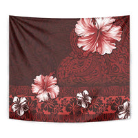 Hawaii Hibiscus With Oxblood Polynesian Pattern Tapestry LT05 - Polynesian Pride