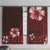 Hawaii Hibiscus With Oxblood Polynesian Pattern Window Curtain