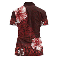 Hawaii Hibiscus With Oxblood Polynesian Pattern Women Polo Shirt LT05 - Polynesian Pride