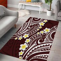 Plumeria With Oxblood Polynesian Tattoo Pattern Area Rug LT05 - Polynesian Pride
