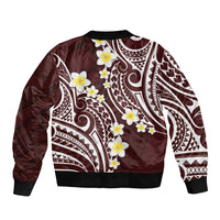 Plumeria With Oxblood Polynesian Tattoo Pattern Bomber Jacket LT05 - Polynesian Pride