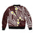 Plumeria With Oxblood Polynesian Tattoo Pattern Bomber Jacket