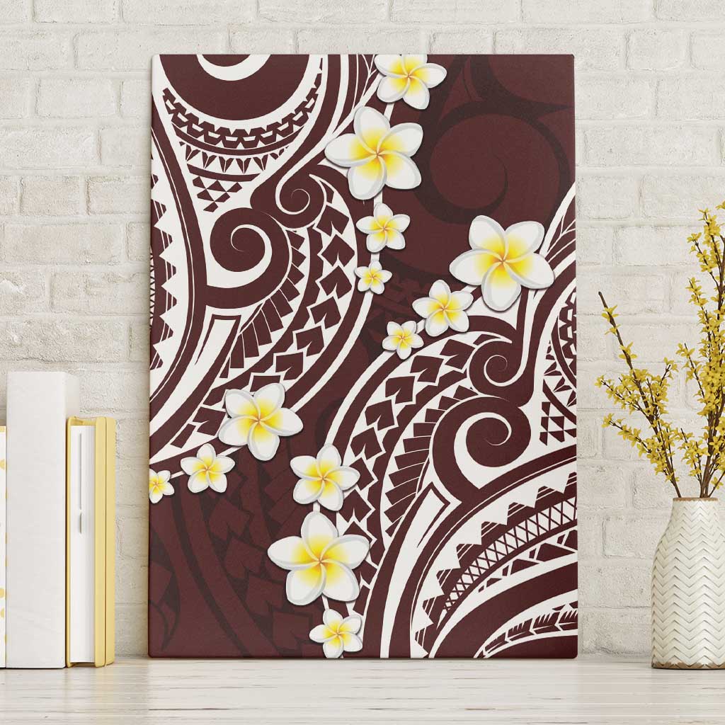 Plumeria With Oxblood Polynesian Tattoo Pattern Canvas Wall Art LT05 Without Frame Red - Polynesian Pride