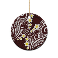 Plumeria With Oxblood Polynesian Tattoo Pattern Ceramic Ornament LT05 - Polynesian Pride