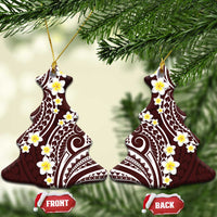 Plumeria With Oxblood Polynesian Tattoo Pattern Ceramic Ornament LT05 Christmas Tree Red - Polynesian Pride